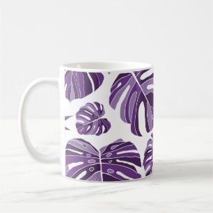 Caneca De Café Monstera violenta tropical deixa um padrão sem cos
