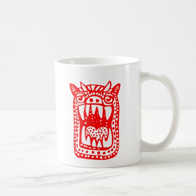 Caneca De Café Monstro Assustador - Vermelho (Direita)