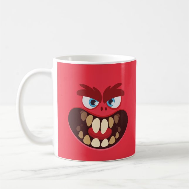 Caneca De Café Monstro bonito para crianças design vermelho (Esquerda)