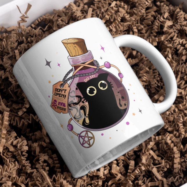 Caneca De Café Monstro de Gato-Mau para-Leitura Trapeado em Frasc (Criador carregado)
