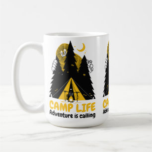 Caneca De Café Monstro Divertido de Camping – Aventura na Vida no