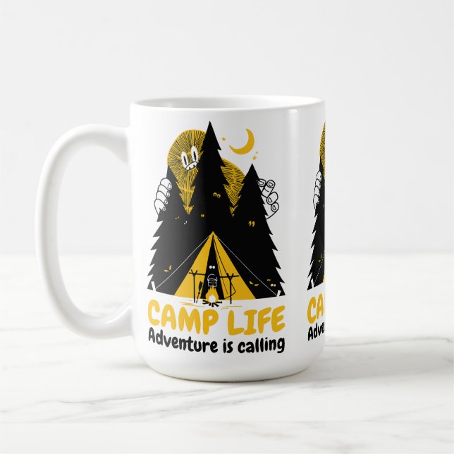 Caneca De Café Monstro Divertido de Camping – Aventura na Vida no (Esquerda)