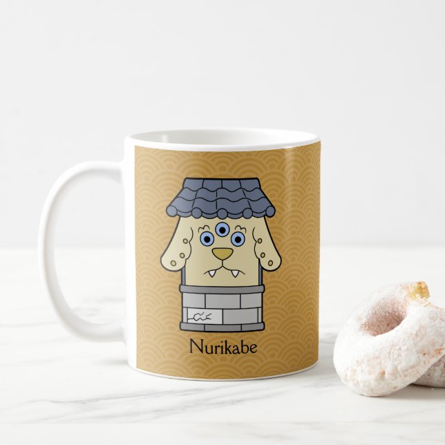 Caneca De Café Monstro do Muro Japonês Nurikabe: Cartoon Yokai (Com Donut)