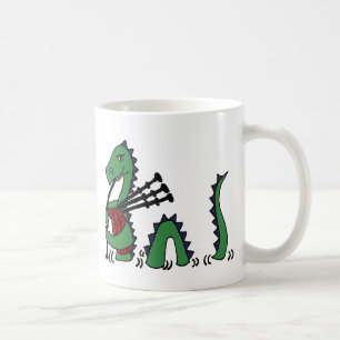 Caneca De Café Monstro engraçado de Loch Ness que joga Bagpipes