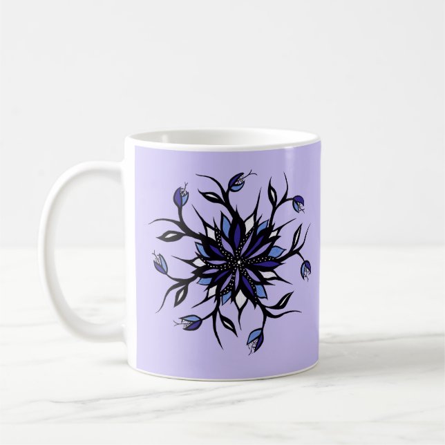 Caneca De Café Monstro florais góticos e dentes da mandala (Esquerda)