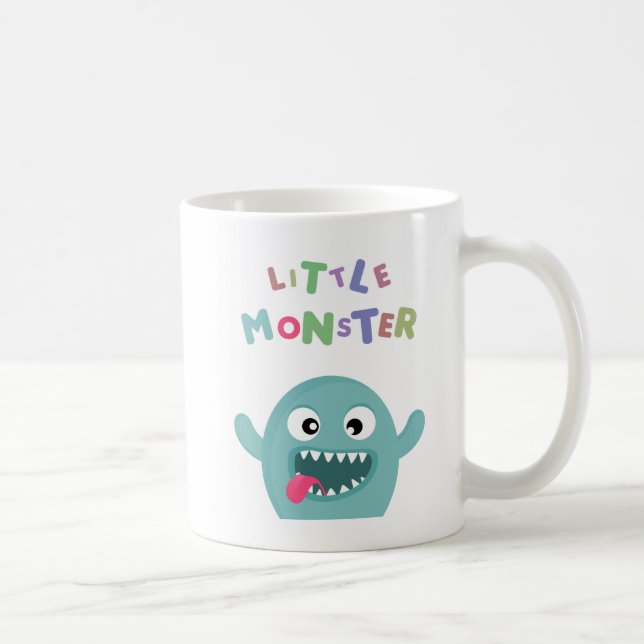 Caneca De Café Monstro pequeno engraçado verde da hortelã (Direita)