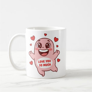 Caneca De Café Monstro Rosa Fofo Ama Você Muito Arte