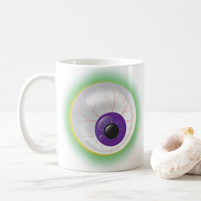 Caneca De Café Monstro Zombie Eyeball Halloween (Com Donut)
