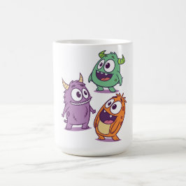 Caneca De Café Monstros de Cartoons Reproduzíveis - Caráter Bonit