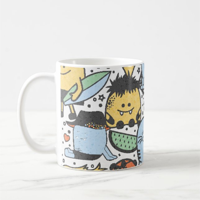 Caneca De Café Monstros de Verão, padrão incolor (Esquerda)