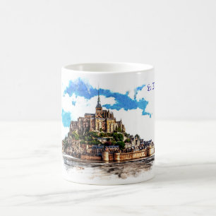Caneca De Café Mont Santo Michel na Normandia, França.