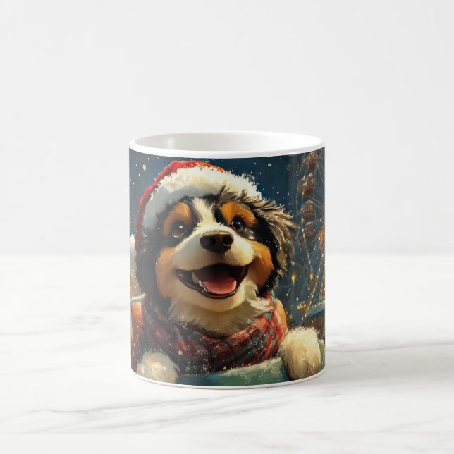 Caneca De Café Montanha-russa de cachorro Bernedoodle Natal  (Centro)