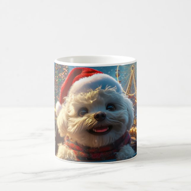 Caneca De Café Montanha-Russa de Cachorro Bichon Frise Natal (Centro)