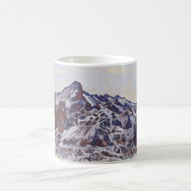Caneca De Café Montanha Wetterhorn (Paisagem de inverno de neve) (Centro)