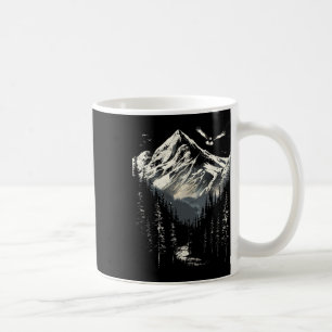 Caneca De Café Montanhas Águia Careca Pinheiros Montanha Natureza