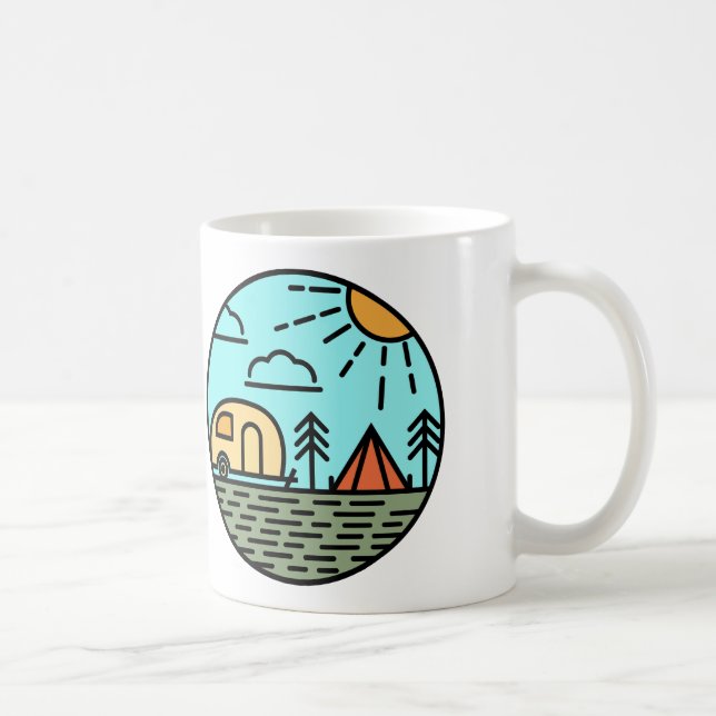 Caneca De Café montanhas de acampamento wanderlust, caminhada (Direita)