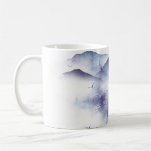 Caneca De Café Montanhas de aquarela, ilustração da paisagem de i