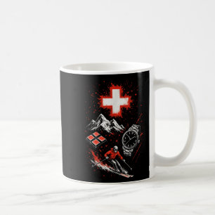 Caneca De Café Montanhas de Esqui de suiça Alavancos Alps T-shir