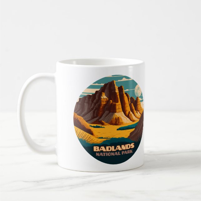 Caneca De Café Montanhas do Parque Nacional das Badlands Retro (Esquerda)