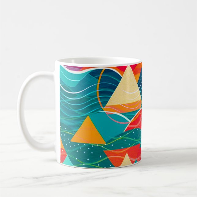 Caneca De Café Montanhas e Rio Abstratos (Esquerda)