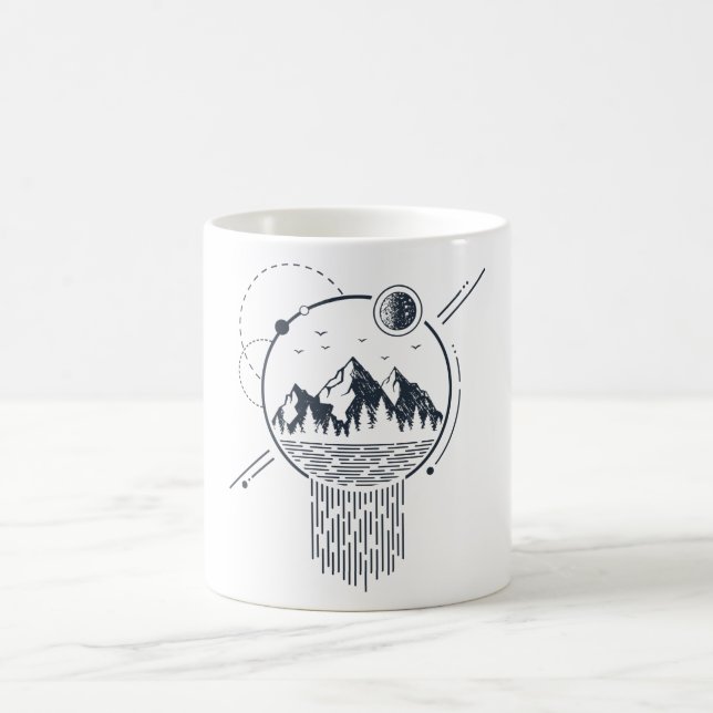 Caneca De Café Montanhas Geométricas Modernas Waterfall Boho (Centro)