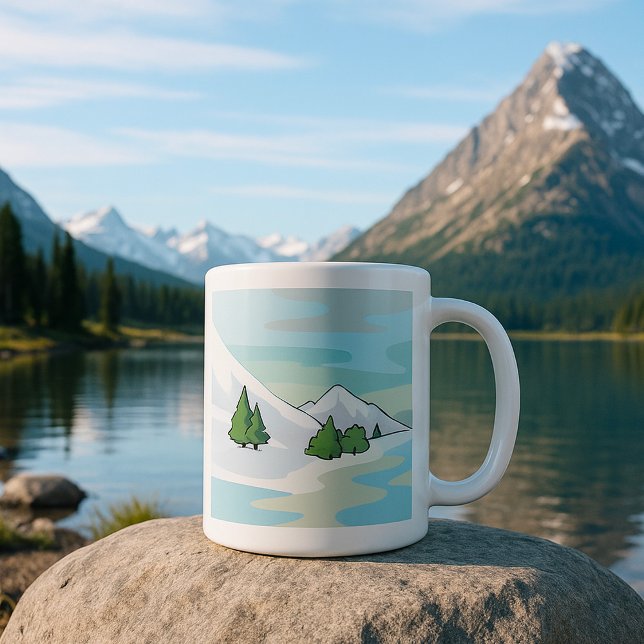 Caneca De Café Montanhas Inverno Paisagem de Neve (Criador carregado)