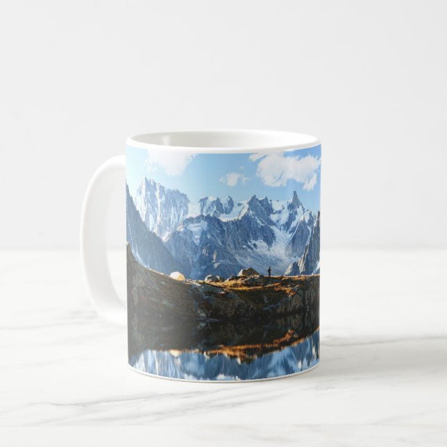 Caneca De Café Montanhas | Mont Blanc Massif, França (Frente Esquerda)