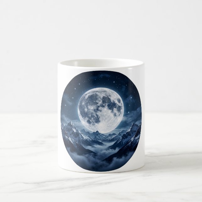 Caneca de Café Montanhas Nevadas Lua Cheia (Centro)