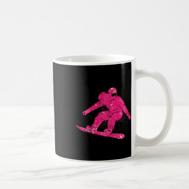 Caneca De Café Montanhas Snowboarder Esquema Retro Snowboard (Direita)