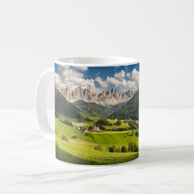 Caneca De Café Montanhas | Vale do Funes, Dolomites, Itália (Frente Esquerda)