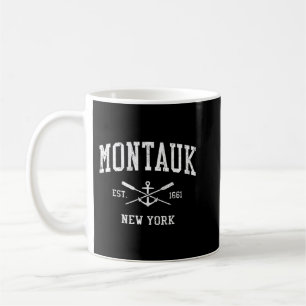 Caneca De Café Montauk NY Vintage Atravessou Oars & Barcos