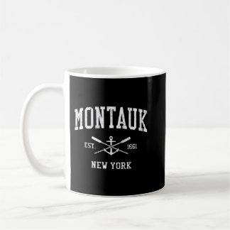 Caneca De Café Montauk NY Vintage Atravessou Oars & Barcos