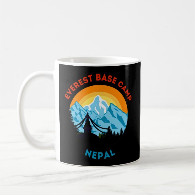 Caneca De Café Monte Everest Base Camp Nepal Montando Hiker Subid (Esquerda)