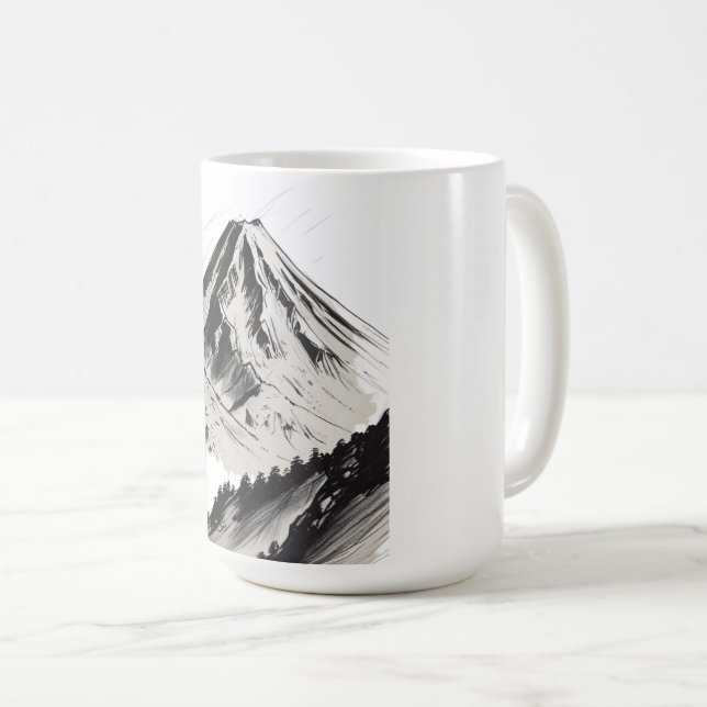 Caneca De Café Monte Fuji Japonês (Frente Esquerda)