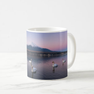 Caneca De Café Monte Fuji Lago Yamanaka com Cisnes