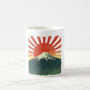 Caneca De Café Monte Fuji Retro Japan Mug - Vintage Ascensão Sun