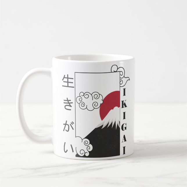 Caneca De Café monte fuji retrô kanji japonês (Esquerda)