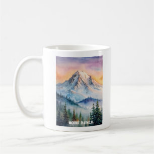 Caneca De Café Monte Rainier National Park - Impressão em Aquarel