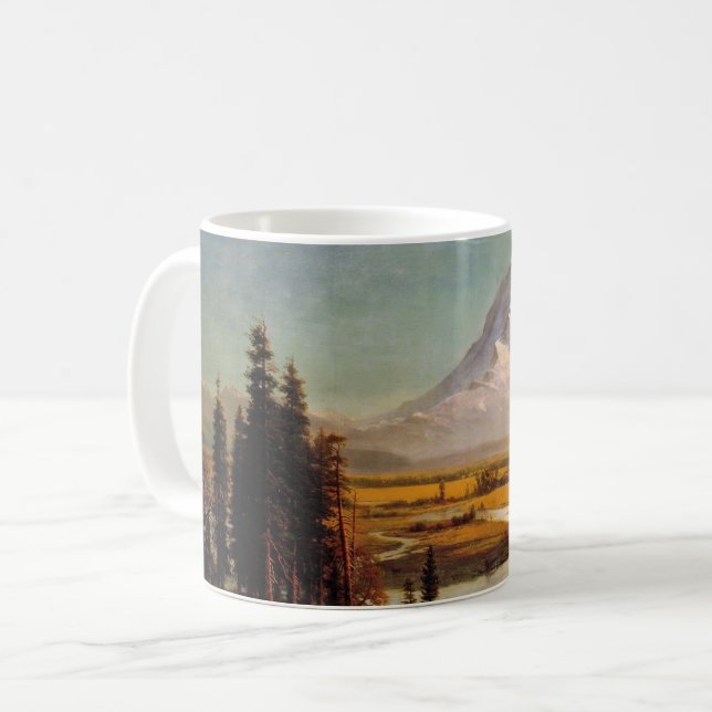 Caneca De Café Monte Rainier, pintura por Albert Bierstadt, (Frente Esquerda)