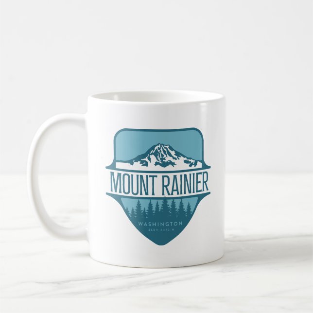 Caneca De Café Monte Rainier Washington desenho de crista de mont (Esquerda)