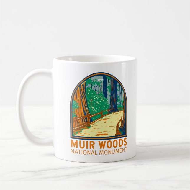 Caneca De Café Monumento Nacional de Muir Woods Emblem da Califór (Esquerda)