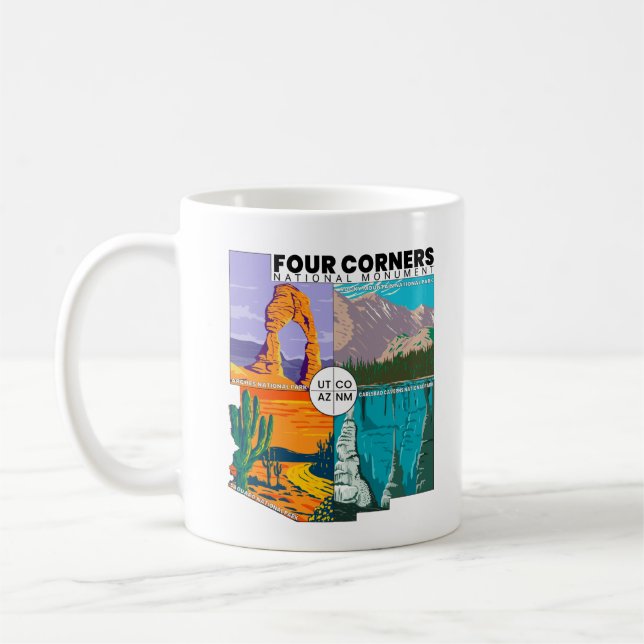 Caneca De Café Monumento Nacional de Quatro Cantos com Parques Na (Esquerda)