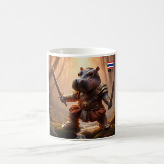 Caneca De Café moodeng - Pygmy Hippopotamus Warrior