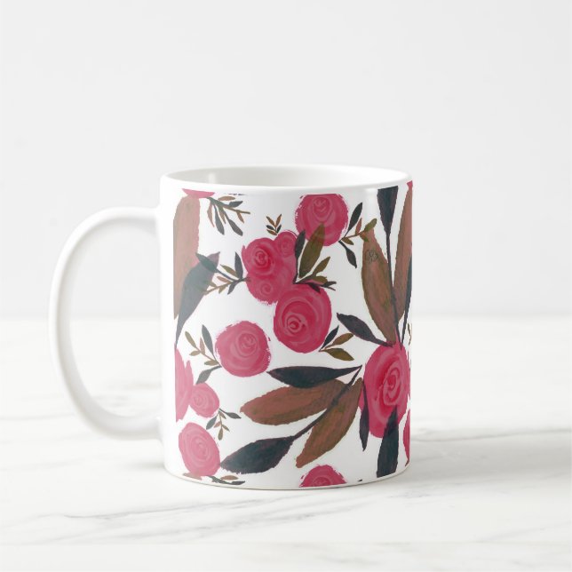 Caneca De Café Moody Magenta La Rosa Floral Mug (Esquerda)