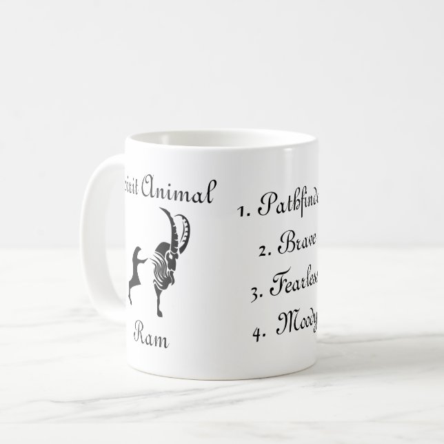 Caneca De Café Moody Tribal Ram Totem Espírito Animal Café Mug (Frente Esquerda)