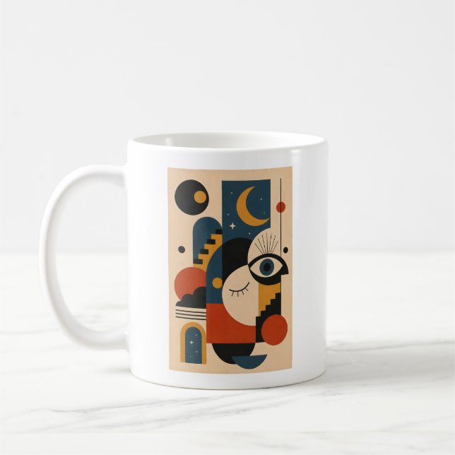 Caneca De Café Moon and Eye – Geometric Art Mug (Esquerda)