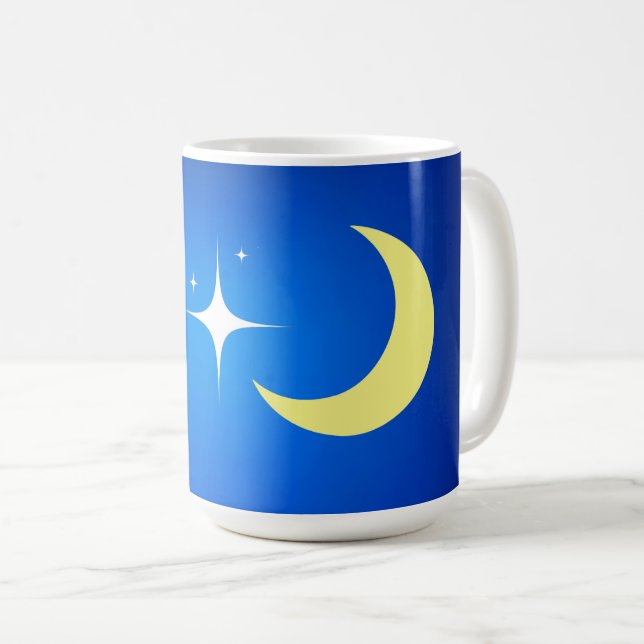Caneca De Café Moon Crescente com Símbolo de Estrelas (Frente Esquerda)