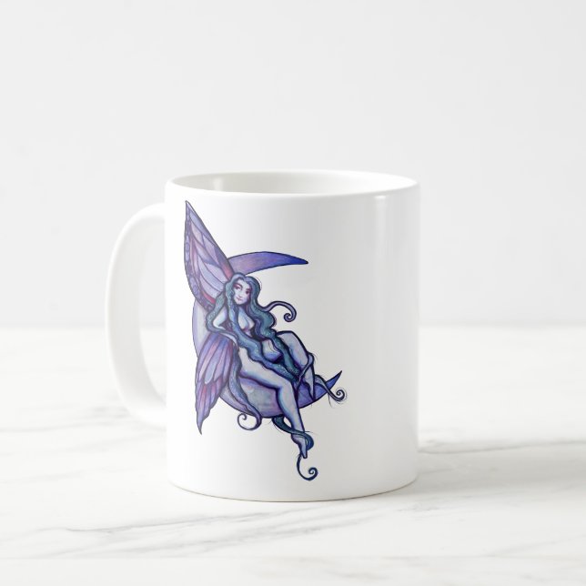 Caneca De Café Moon Fairy Moon Child Faerie Art Fae (Frente Esquerda)
