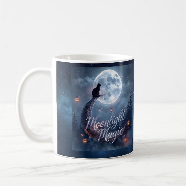 Caneca De Café Moonlight Magic – Enchanted Halloween Mug Design (Esquerda)