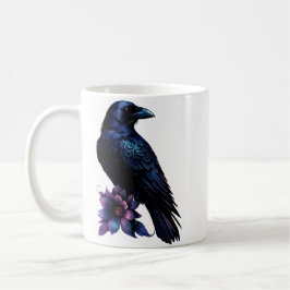 Caneca De Café Moonlit Raven | Suite de Noiva Floral Gótica.